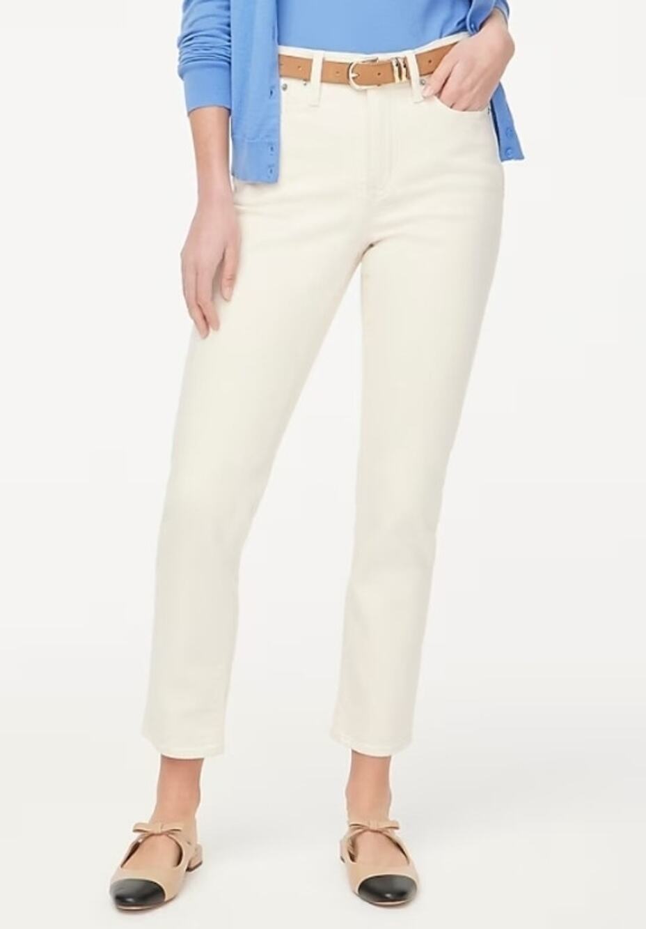 J. Crew Factory Essential Straight Ecru Jean in All-Day Stretch Size 35 NWT